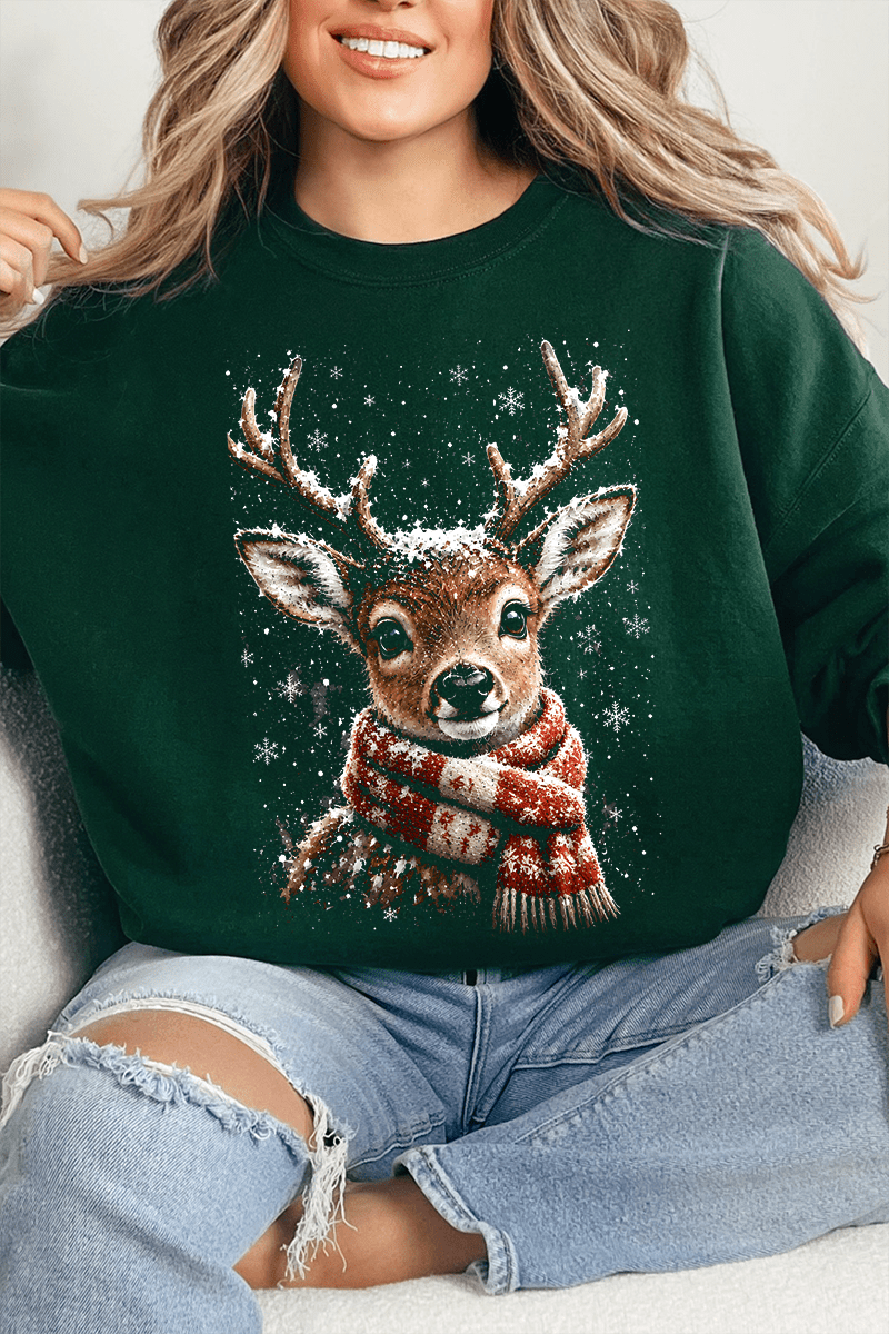 Snow Kissed Reindeer Heavy Blend Crew Sweatshirt - Wholesale Accessory Market