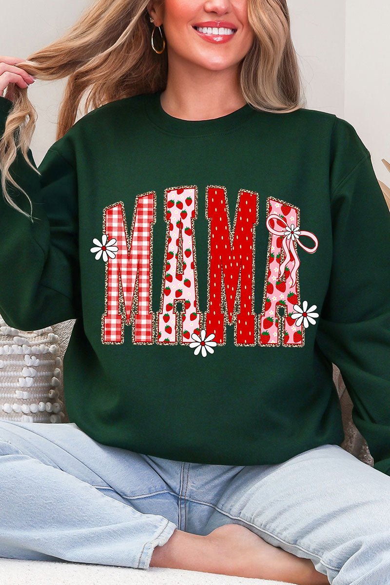 Strawberry Gingham Mama Heavy Blend Crew Sweatshirt - Wholesale Accessory Market