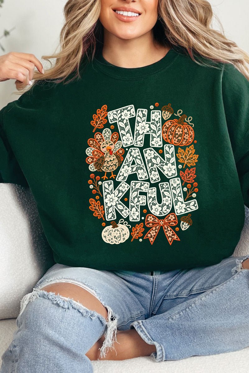 Thankful Lacework Heavy Blend Crew Sweatshirt - Wholesale Accessory Market