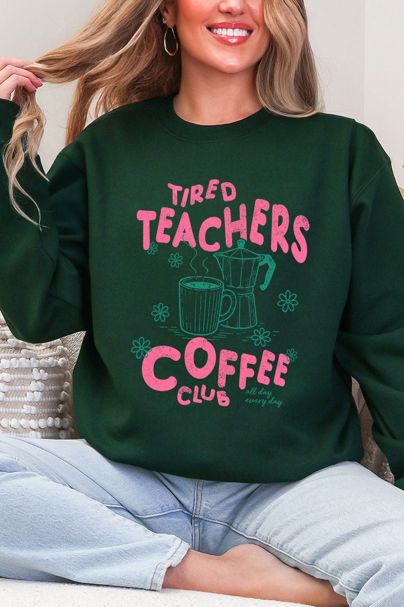 Tired Teachers Coffee Club Heavy Blend Crew Sweatshirt - Wholesale Accessory Market