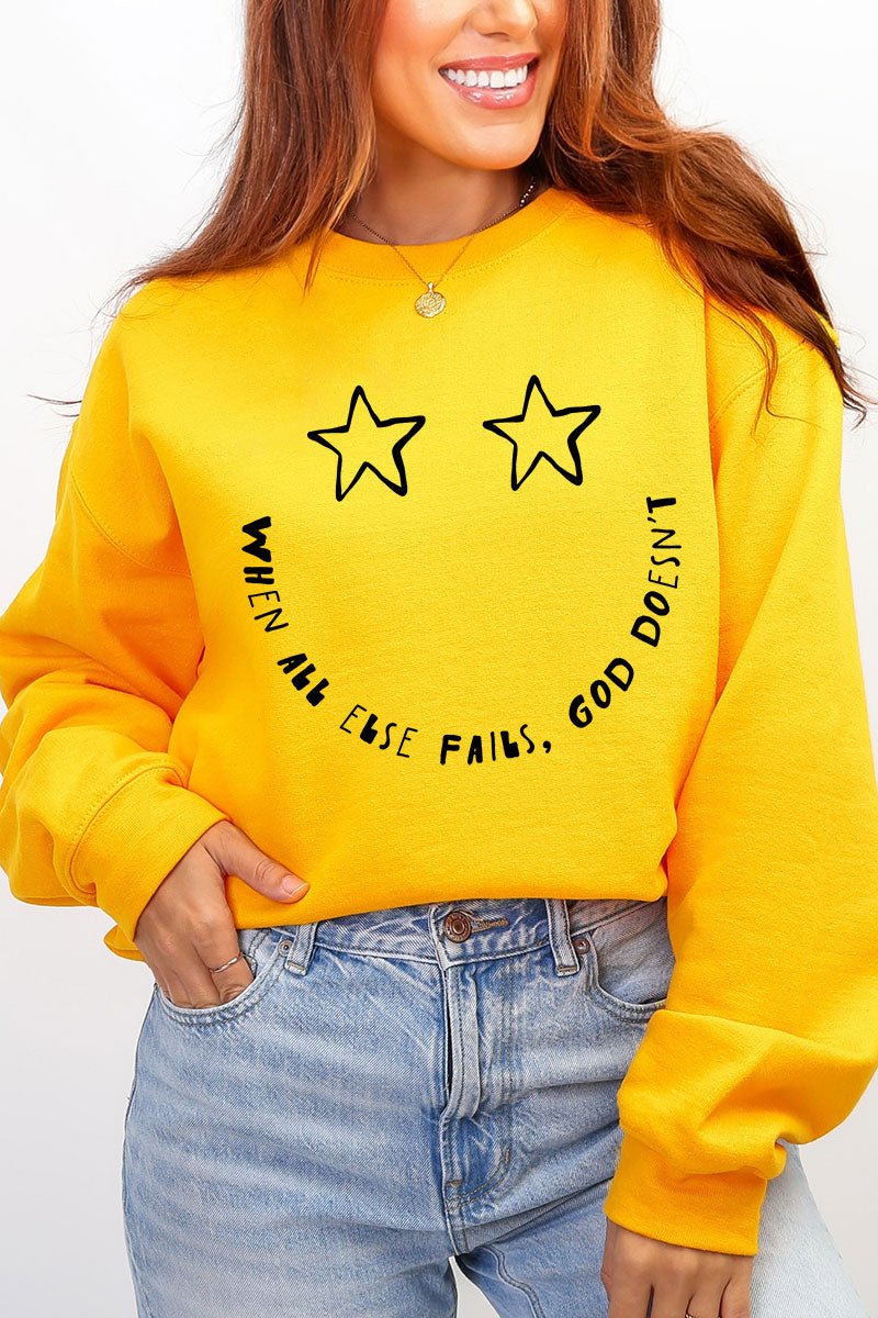 Star Eyes God Never Fails Heavy Blend Crew Sweatshirt - Wholesale Accessory Market