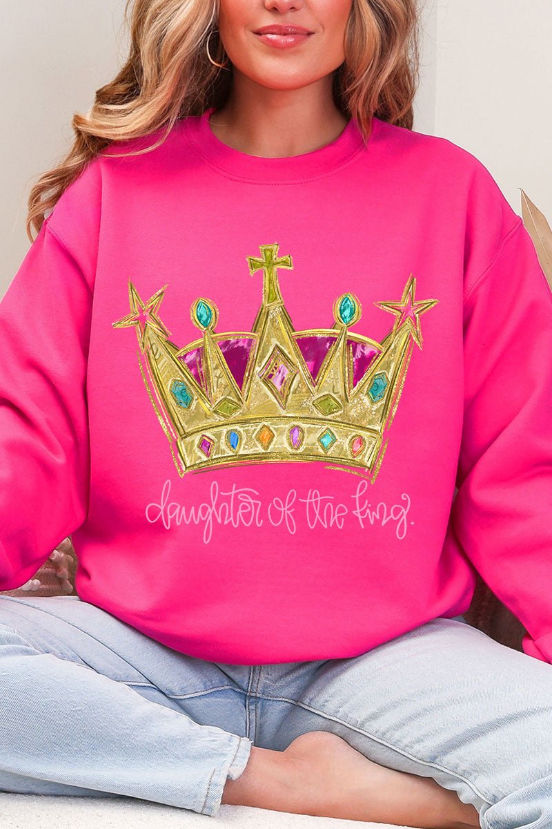 Bejeweled Daughter Of The King Heavy Blend Crew Sweatshirt - Wholesale Accessory Market
