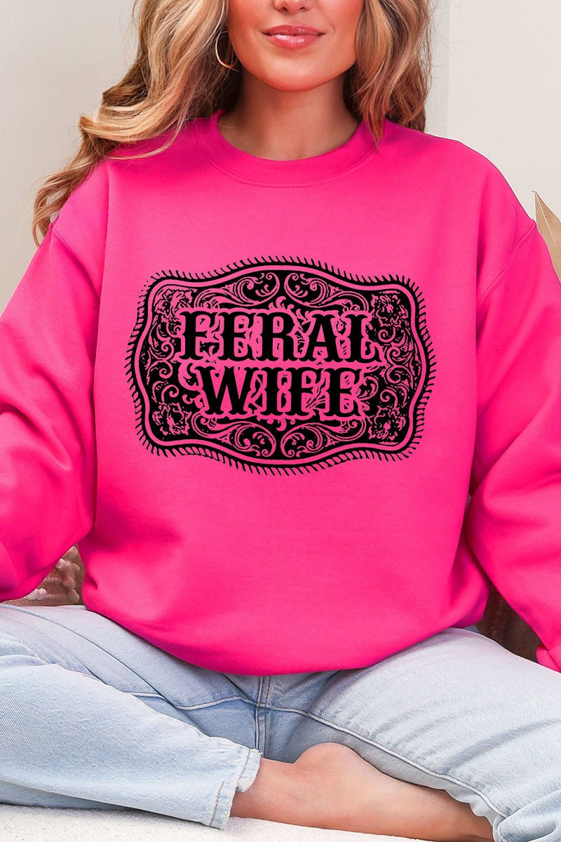 Belt Buckle Feral Wife Heavy Blend Crew Sweatshirt - Wholesale Accessory Market