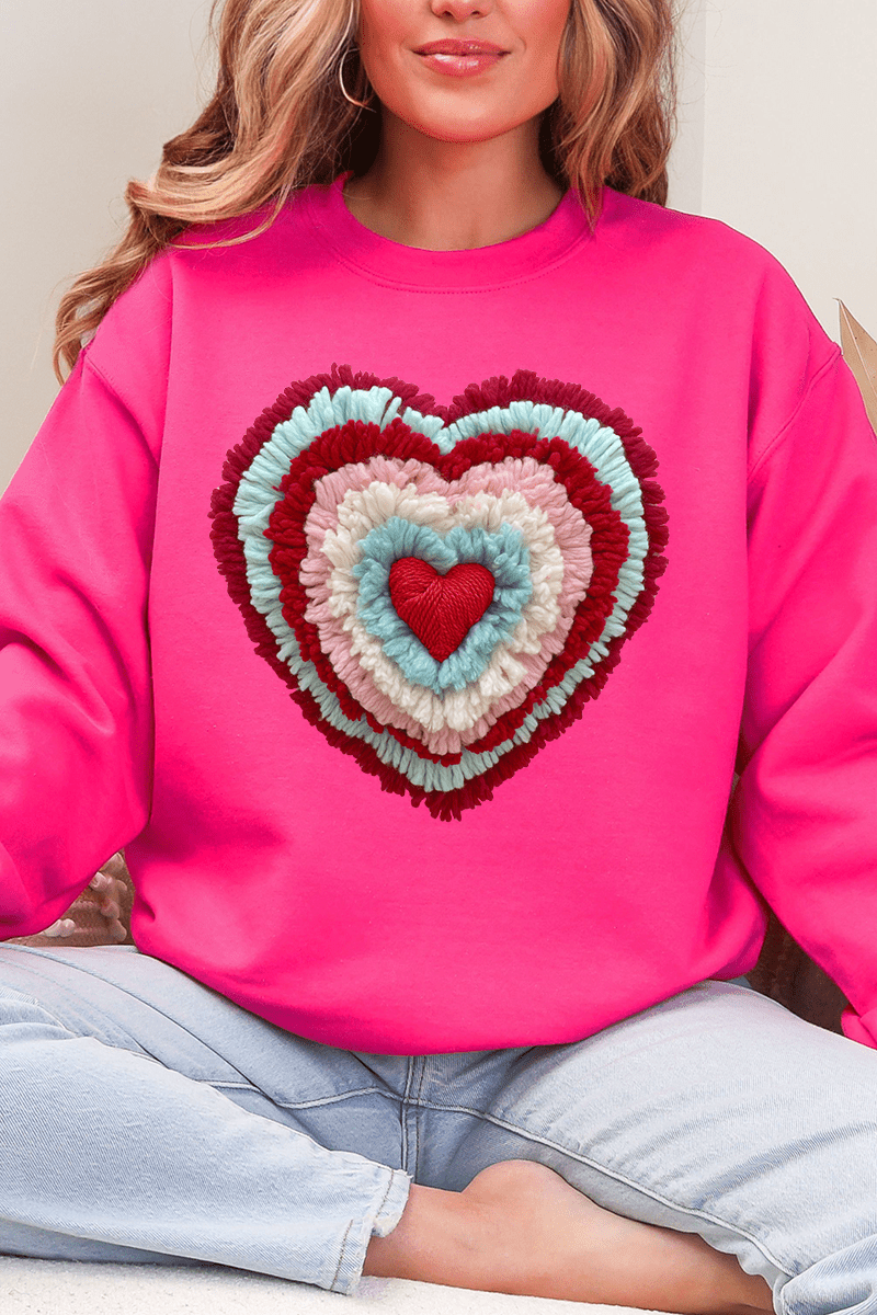 Faux Yarn Heart Collection Heavy Blend Crew Sweatshirt - Wholesale Accessory Market