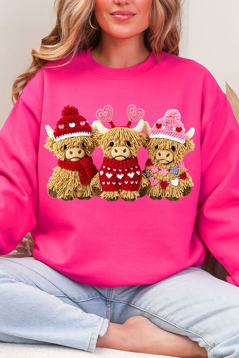 Faux Yarn Highland Hearts Heavy Blend Crew Sweatshirt - Wholesale Accessory Market