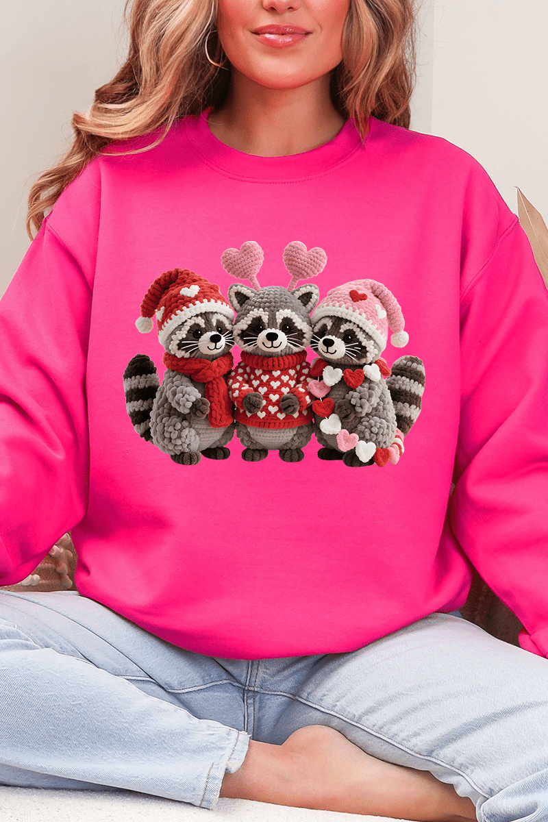 Faux Yarn Raccoon Romance Heavy Blend Crew Sweatshirt - Wholesale Accessory Market