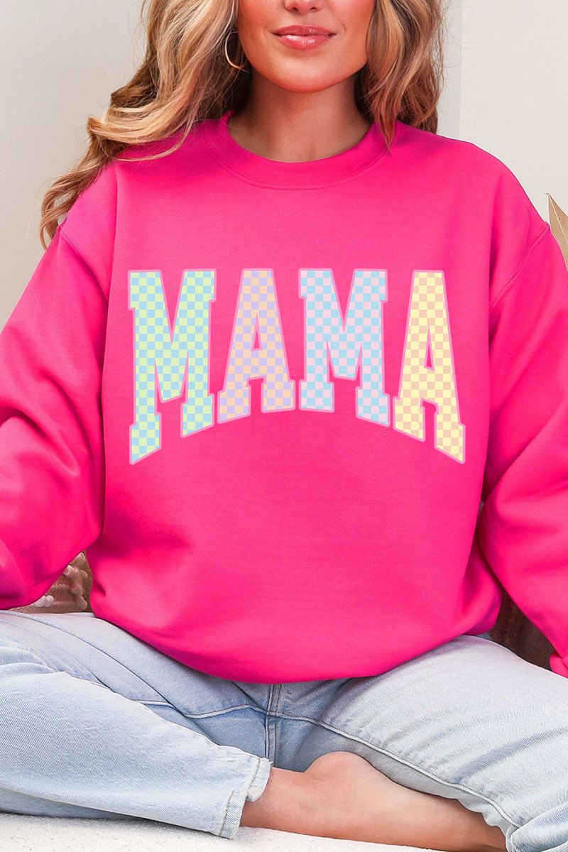 Pastel Checkered Mama Heavy Blend Crew Sweatshirt - Wholesale Accessory Market