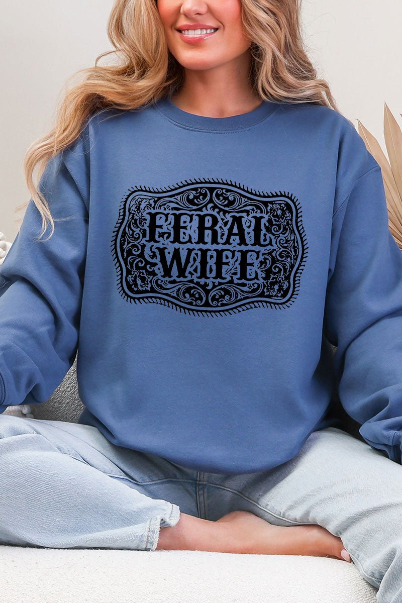 Belt Buckle Feral Wife Heavy Blend Crew Sweatshirt - Wholesale Accessory Market