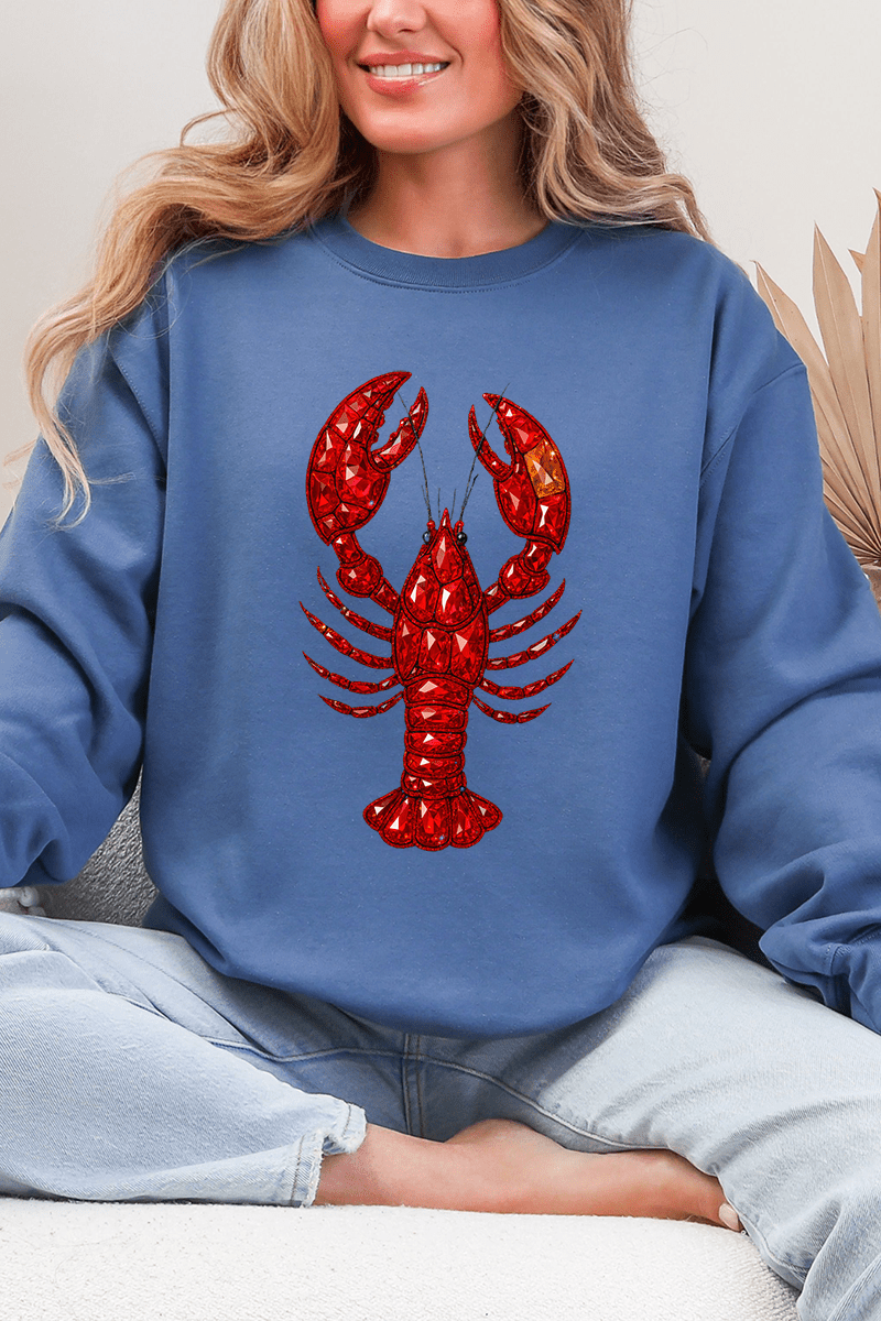 Faux Rhinestone Crawfish Heavy Blend Crew Sweatshirt - Wholesale Accessory Market