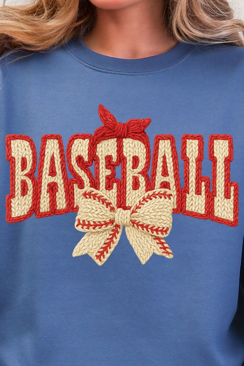 Faux Yarn Baseball Coquette Heavy Blend Crew Sweatshirt - Wholesale Accessory Market
