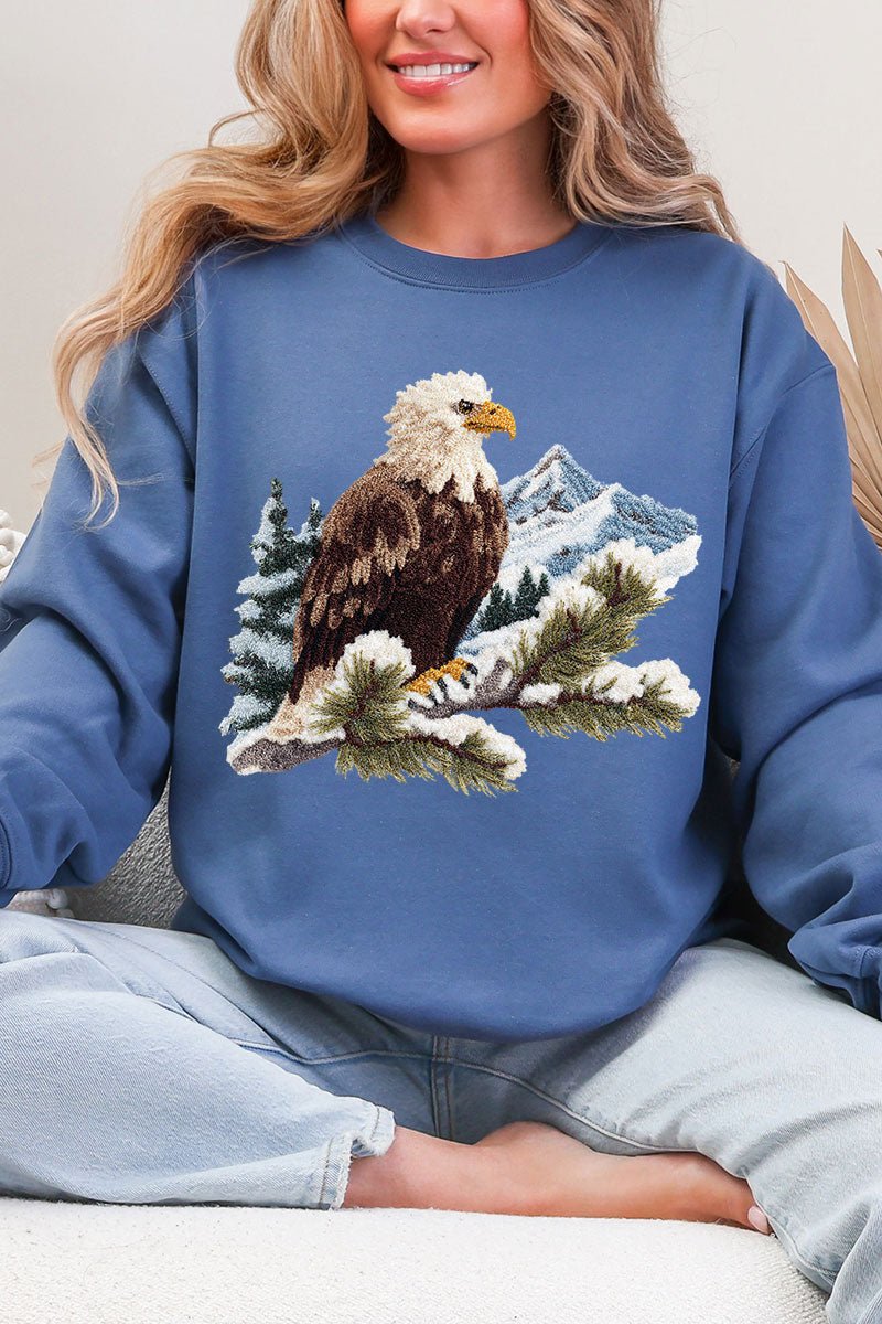 Faux Yarn Winter Eagle Heavy Blend Crew Sweatshirt - Wholesale Accessory Market