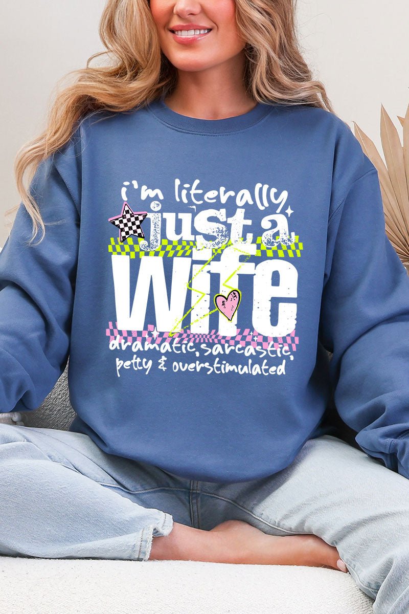 Literally Just A Wife Heavy Blend Crew Sweatshirt - Wholesale Accessory Market