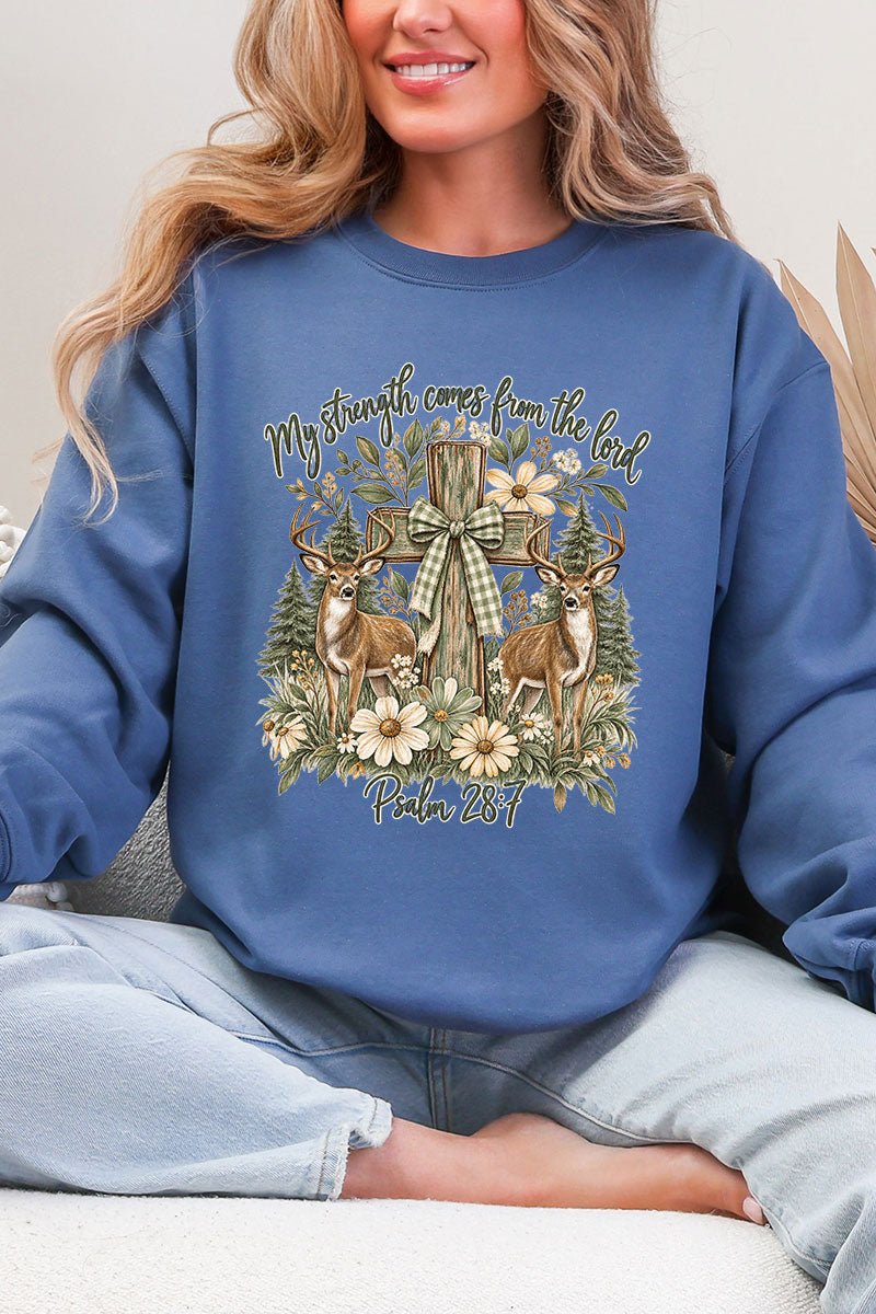 My Strength Woodland Deer Heavy Blend Crew Sweatshirt - Wholesale Accessory Market