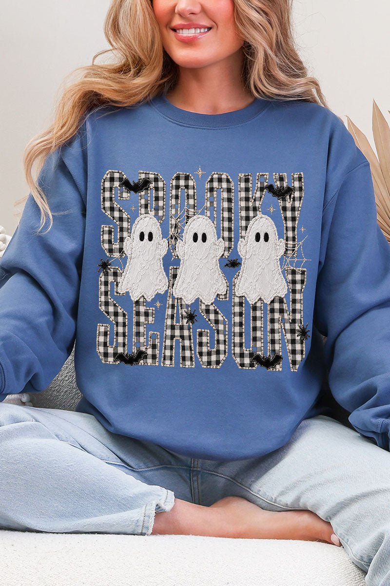 Spooky Season Gingham & Ghosts Heavy Blend Crew Sweatshirt - Wholesale Accessory Market