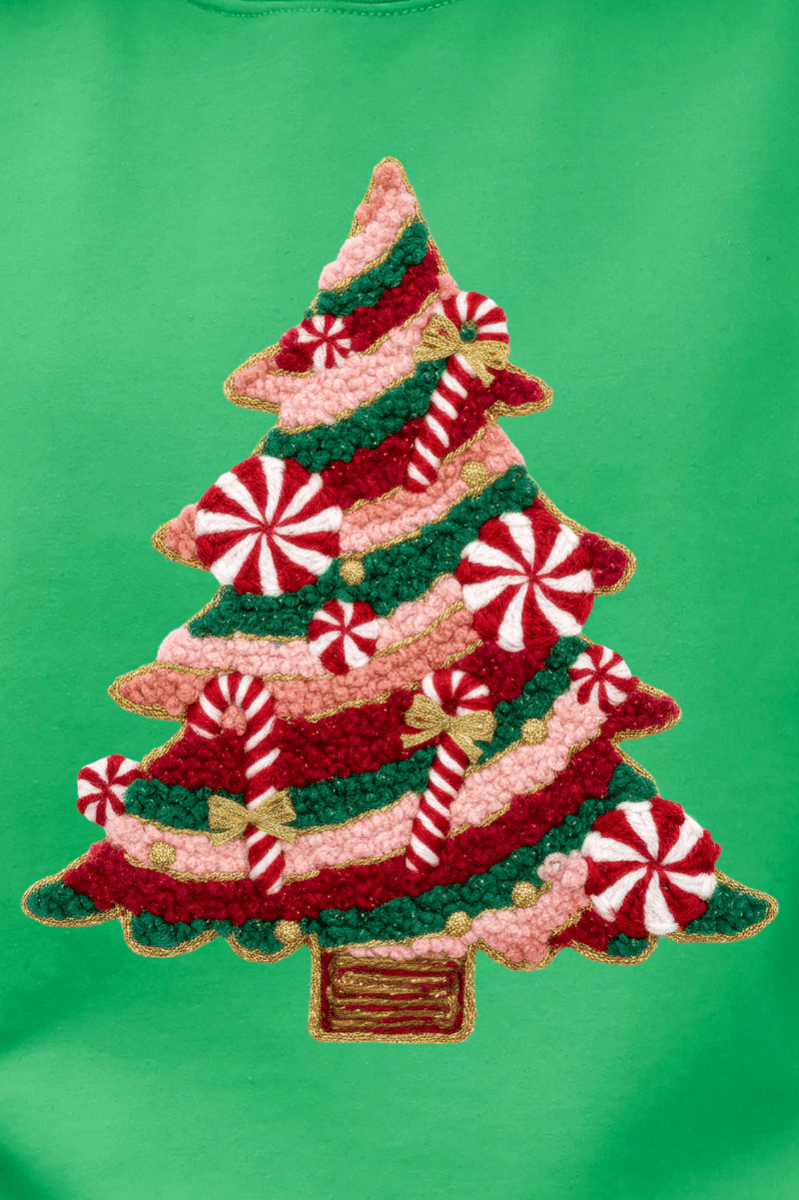Faux Yarn Candy Cane Wishes Heavy Blend Crew Sweatshirt - Wholesale Accessory Market