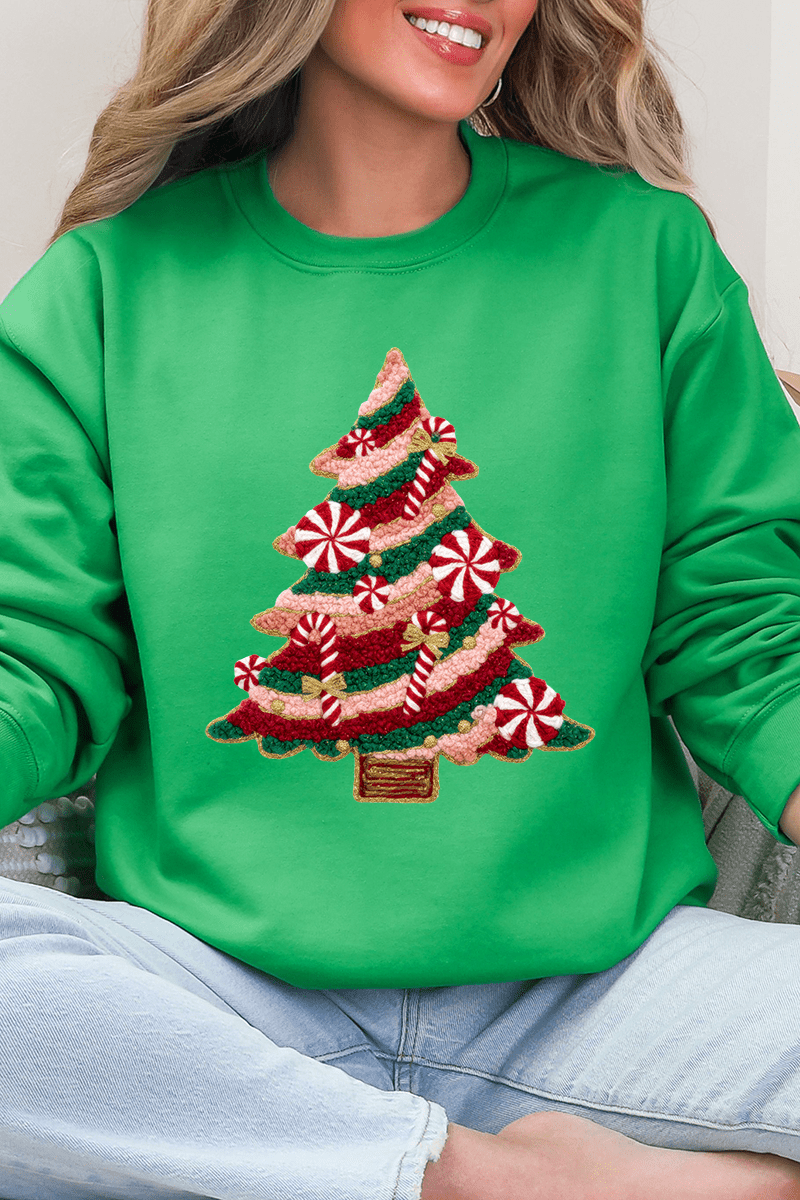Faux Yarn Candy Cane Wishes Heavy Blend Crew Sweatshirt - Wholesale Accessory Market
