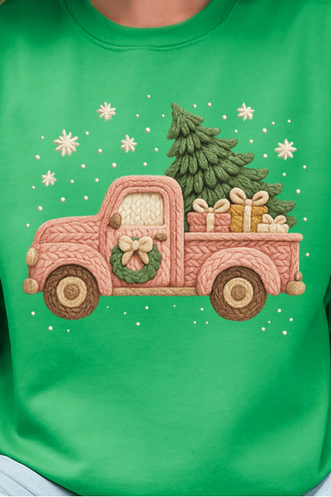 Faux Yarn Holly Jolly Haul Heavy Blend Crew Sweatshirt - Wholesale Accessory Market