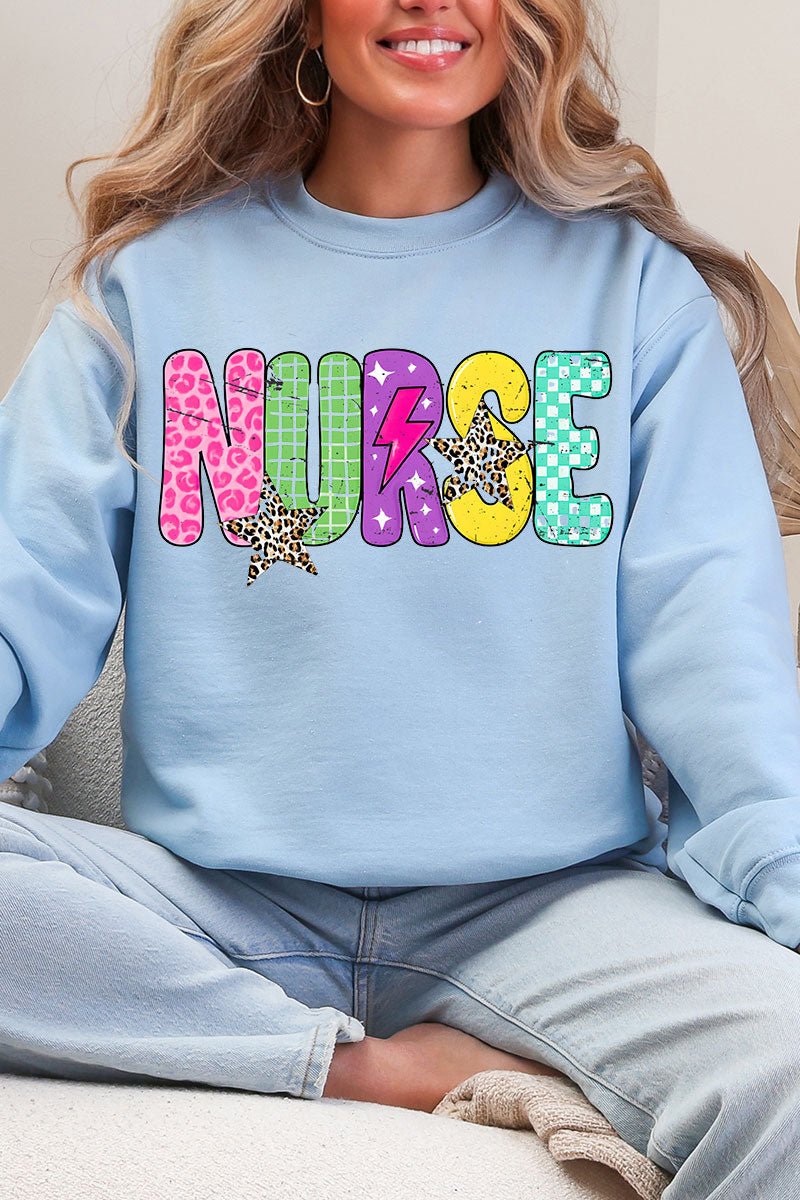 Distressed Retro Nurse Heavy Blend Crew Sweatshirt - Wholesale Accessory Market