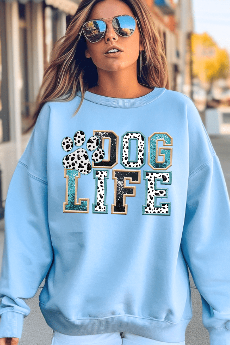 Dog Life Faux Glitter Heavy Blend Crew Sweatshirt - Wholesale Accessory Market