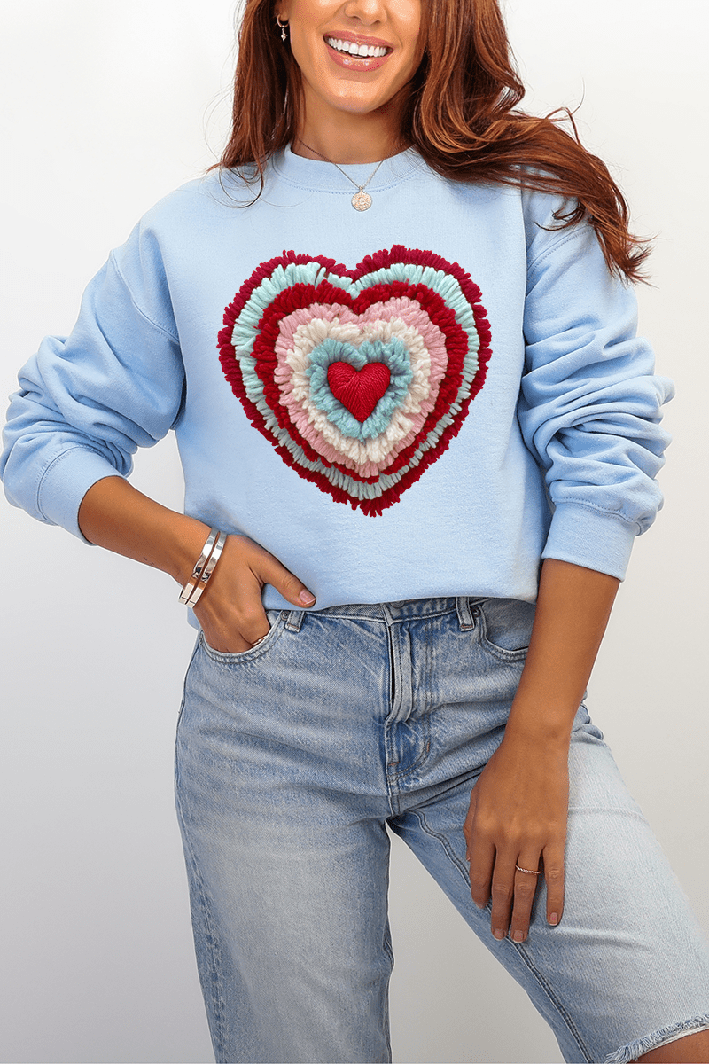 Faux Yarn Heart Collection Heavy Blend Crew Sweatshirt - Wholesale Accessory Market