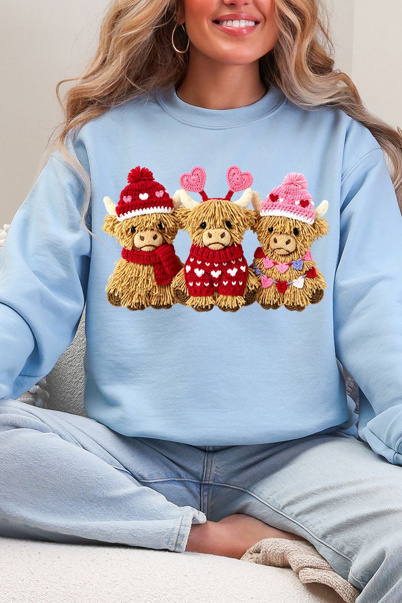 Faux Yarn Highland Hearts Heavy Blend Crew Sweatshirt - Wholesale Accessory Market