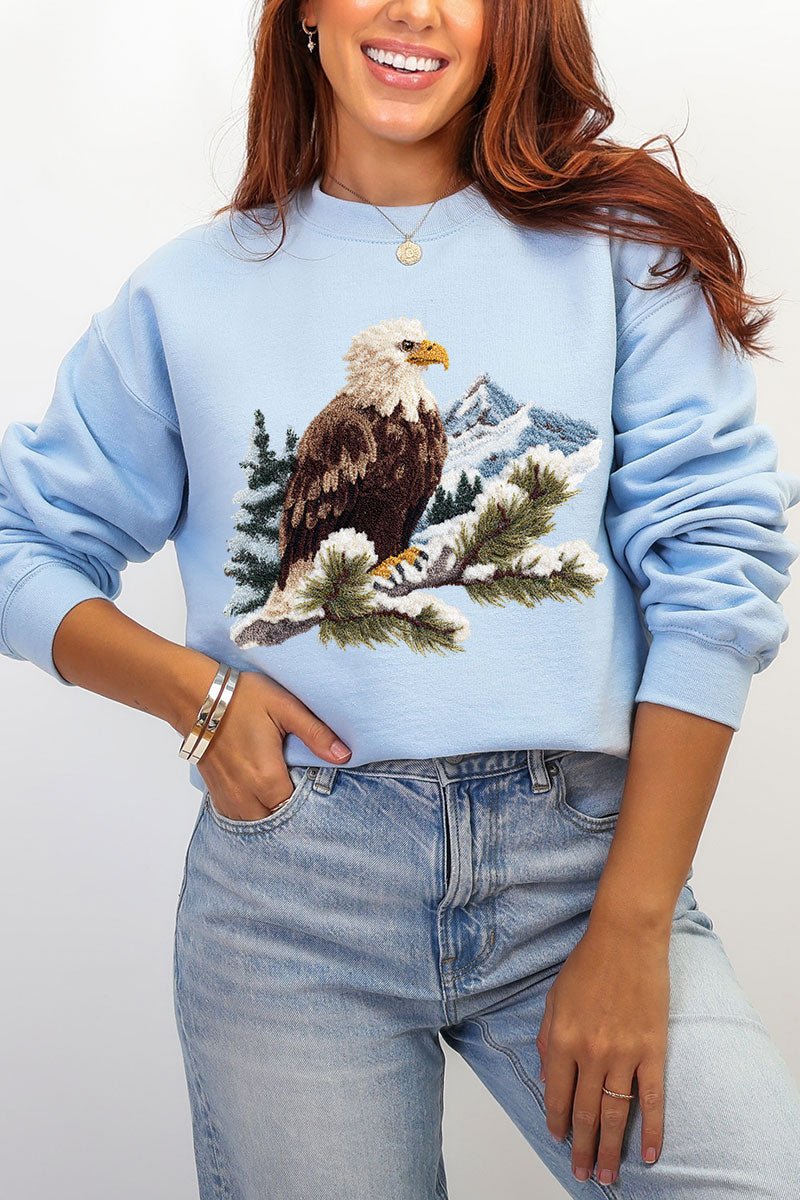 Faux Yarn Winter Eagle Heavy Blend Crew Sweatshirt - Wholesale Accessory Market