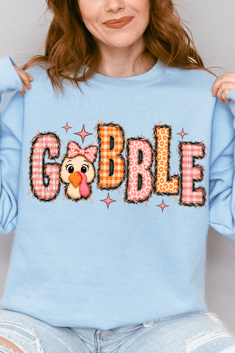 Gobble In Gingham Heavy Blend Crew Sweatshirt - Wholesale Accessory Market