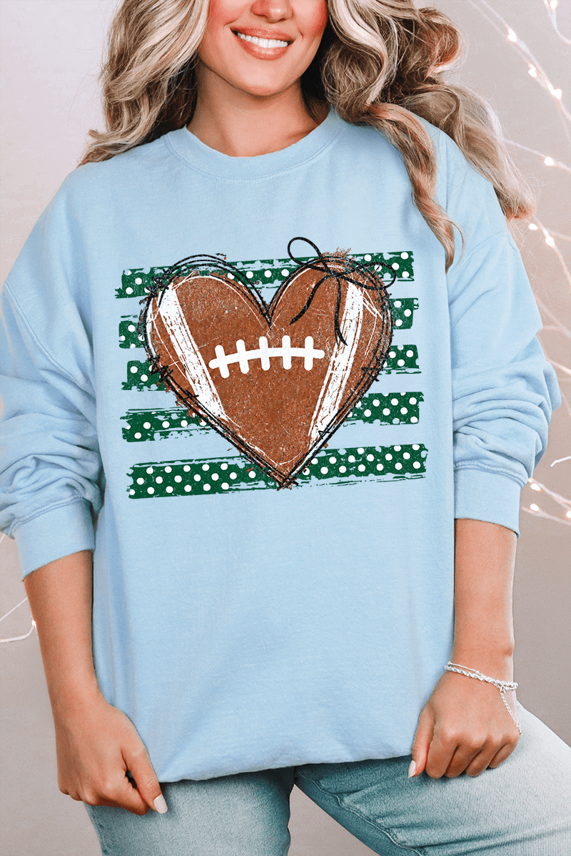 Green Football Sweetheart Heavy Blend Crew Sweatshirt - Wholesale Accessory Market
