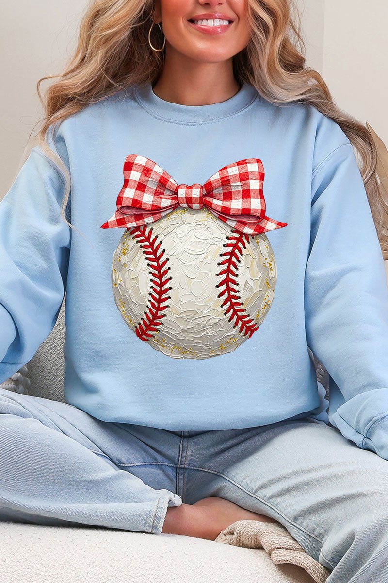 Painted Baseball Bow Heavy Blend Crew Sweatshirt - Wholesale Accessory Market