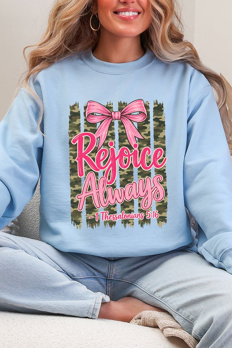 Rejoice Always Girly Camo Heavy Blend Crew Sweatshirt - Wholesale Accessory Market