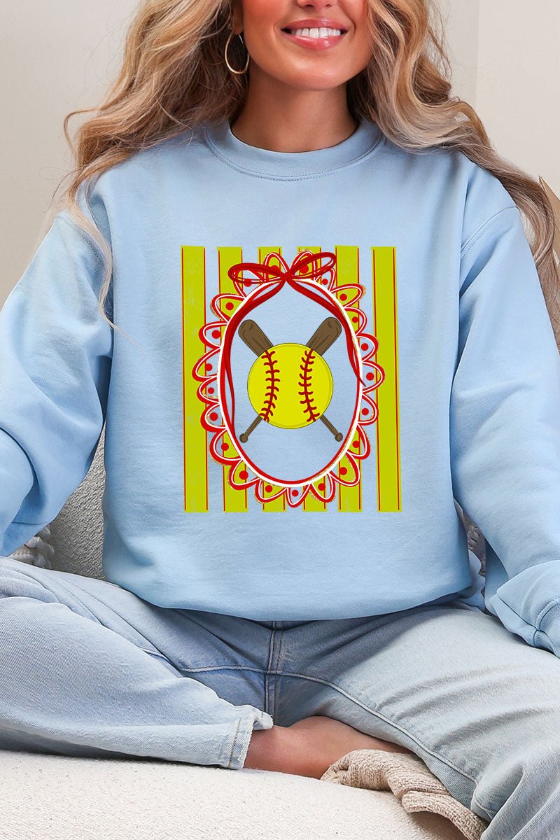 Softball Stripes Heavy Blend Crew Sweatshirt - Wholesale Accessory Market