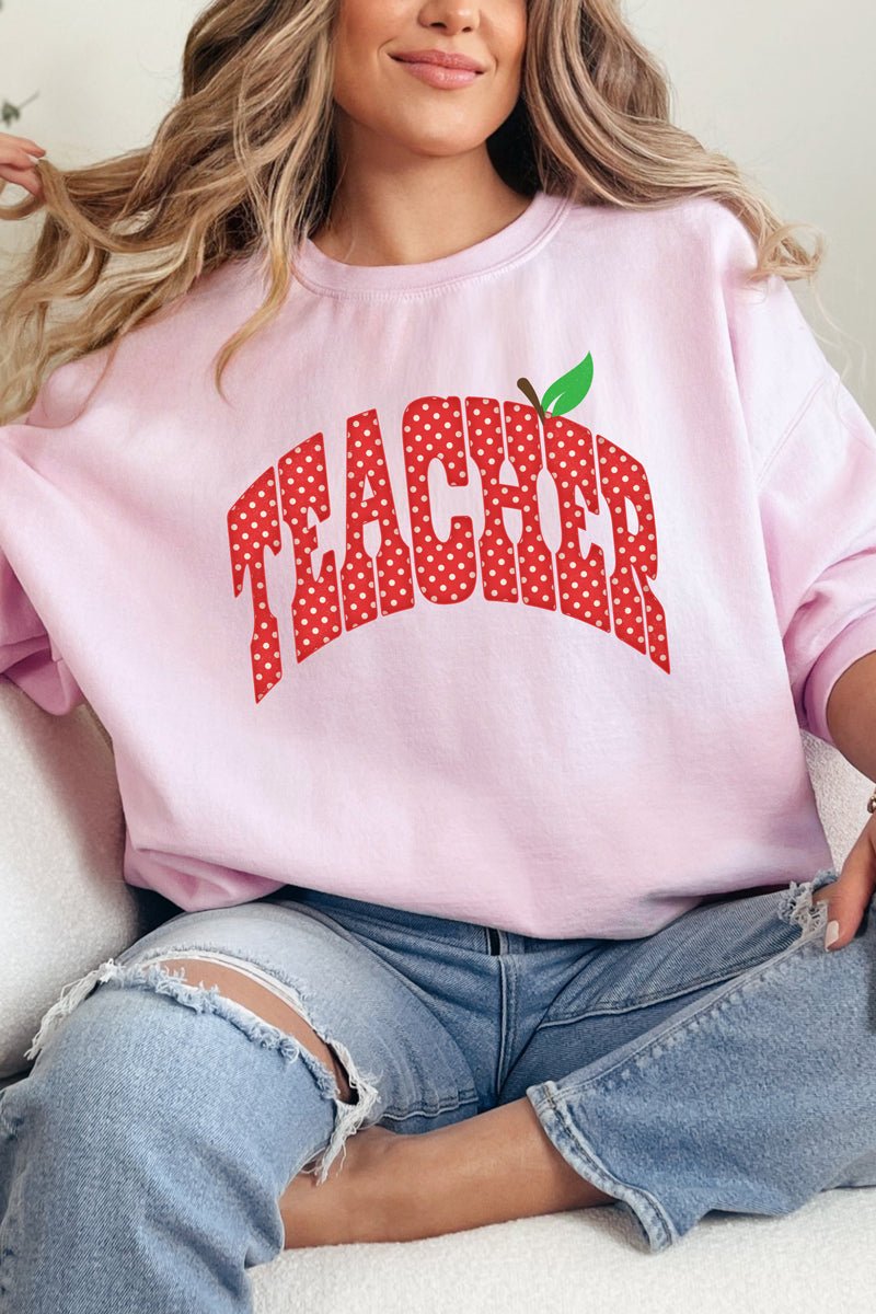 Apple Dot Teacher Heavy Blend Crew Sweatshirt - Wholesale Accessory Market