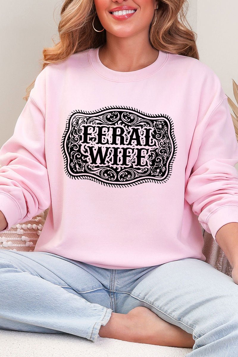 Belt Buckle Feral Wife Heavy Blend Crew Sweatshirt - Wholesale Accessory Market