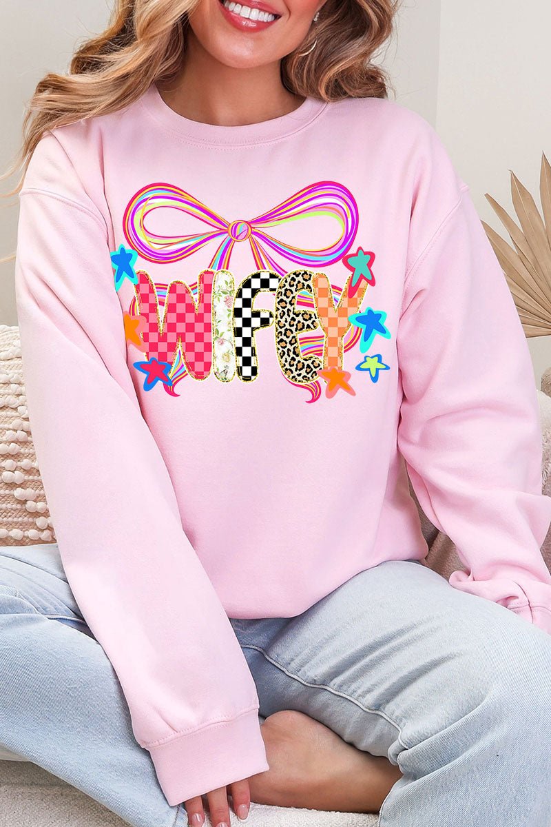 Colorful Preppy Wifey Heavy Blend Crew Sweatshirt - Wholesale Accessory Market