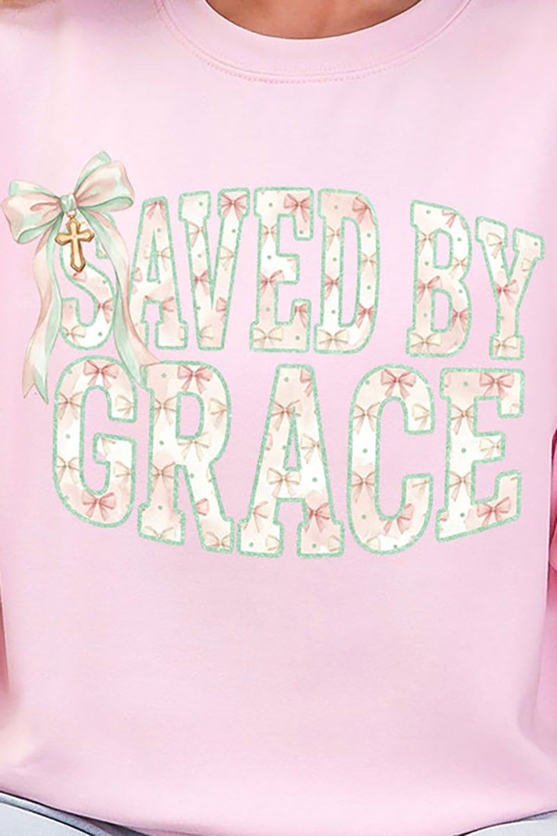 Coquette Cross Saved By Grace Heavy Blend Crew Sweatshirt - Wholesale Accessory Market