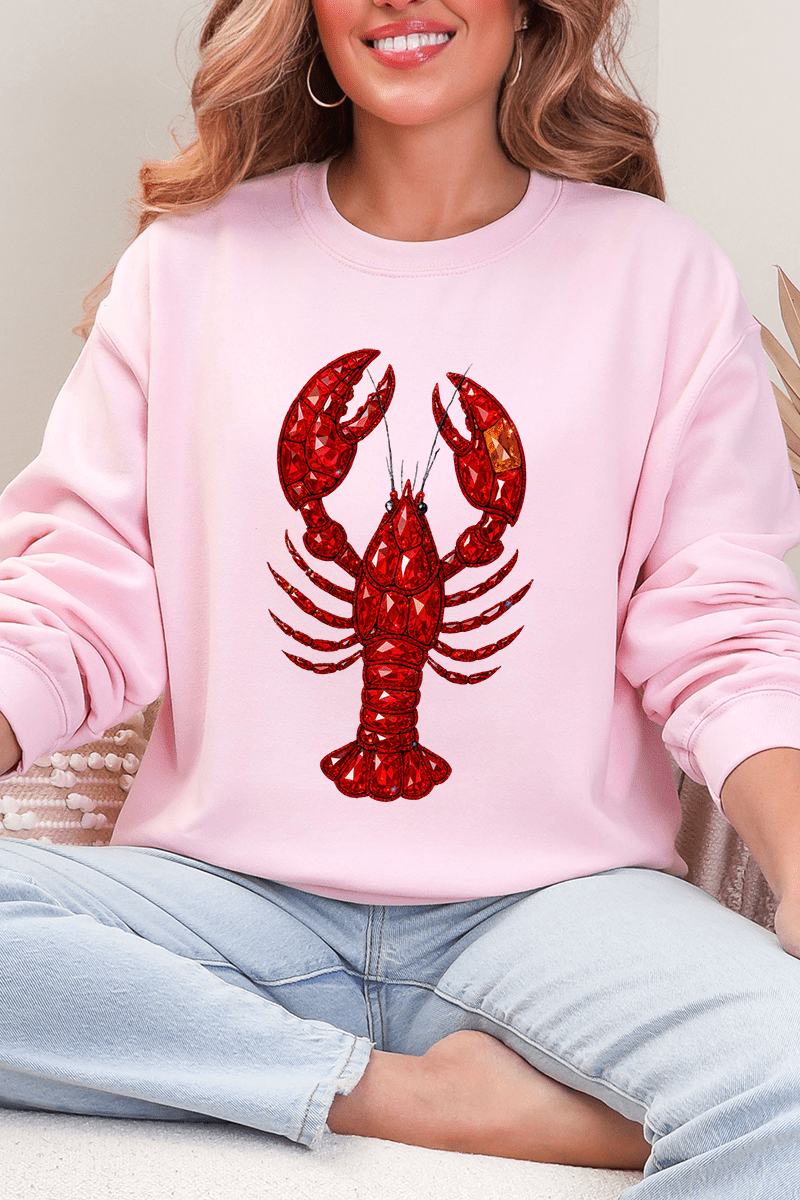 Faux Rhinestone Crawfish Heavy Blend Crew Sweatshirt - Wholesale Accessory Market