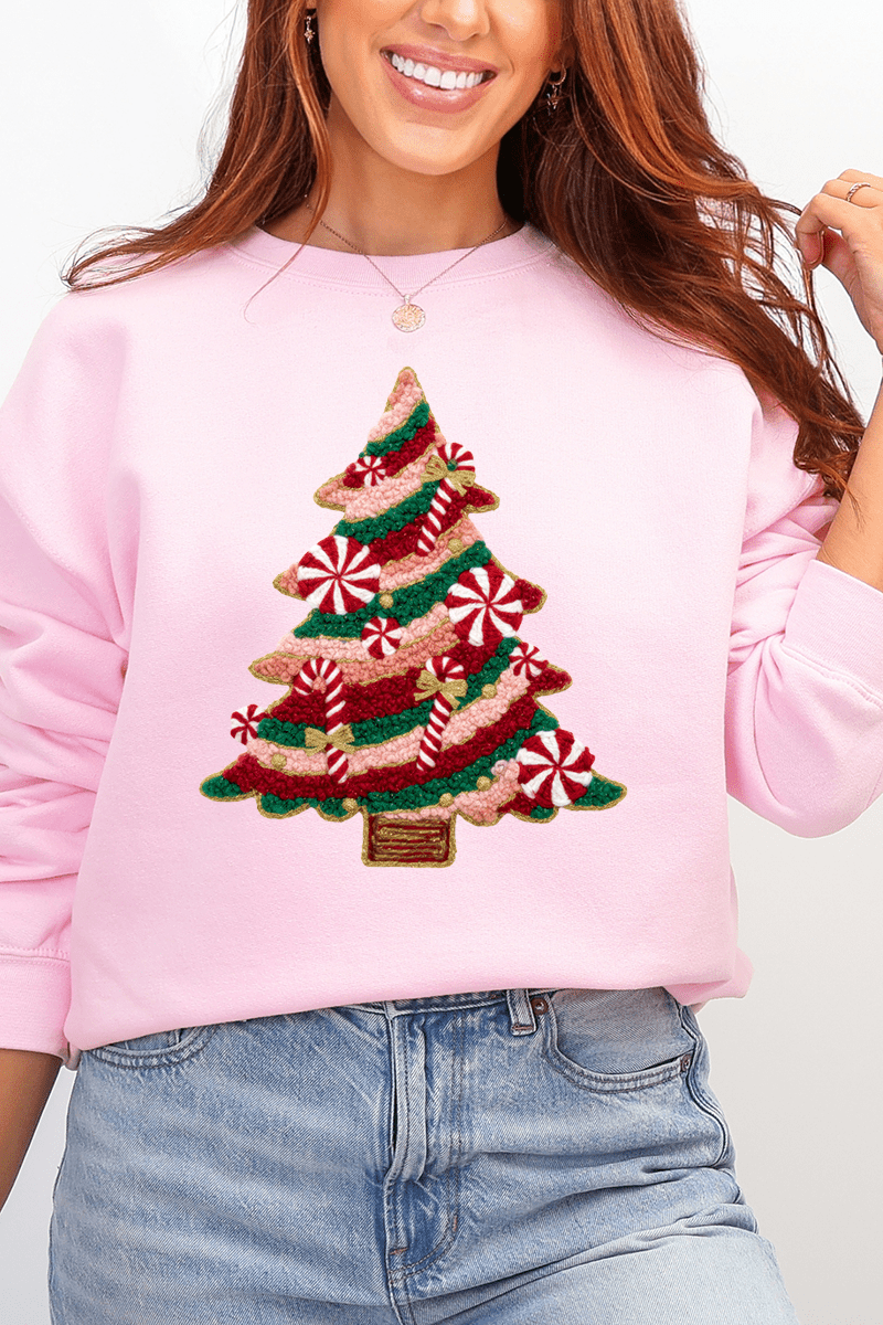 Faux Yarn Candy Cane Wishes Heavy Blend Crew Sweatshirt - Wholesale Accessory Market