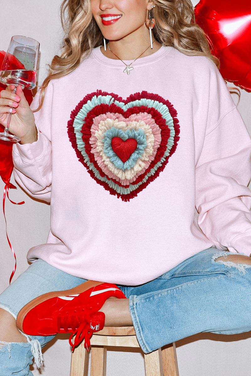 Faux Yarn Heart Collection Heavy Blend Crew Sweatshirt - Wholesale Accessory Market