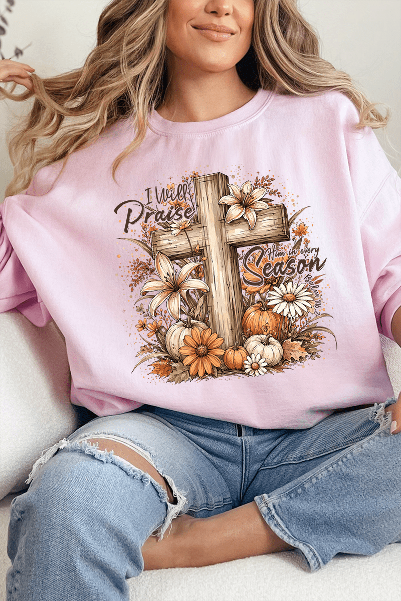 Harvest Praise Cross Heavy Blend Crew Sweatshirt - Wholesale Accessory Market