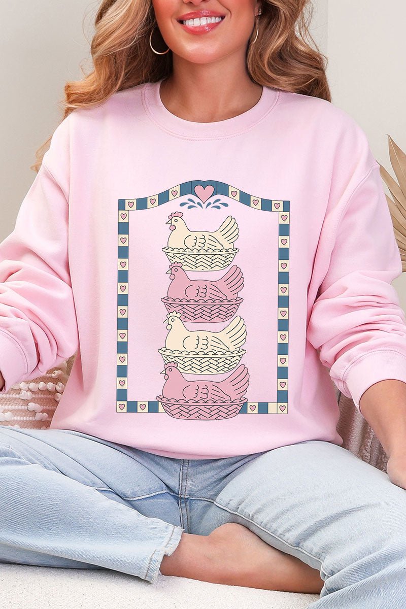 Hen Stack Hearts Heavy Blend Crew Sweatshirt - Wholesale Accessory Market
