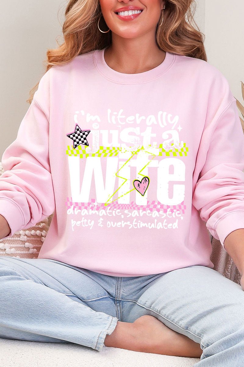Literally Just A Wife Heavy Blend Crew Sweatshirt - Wholesale Accessory Market
