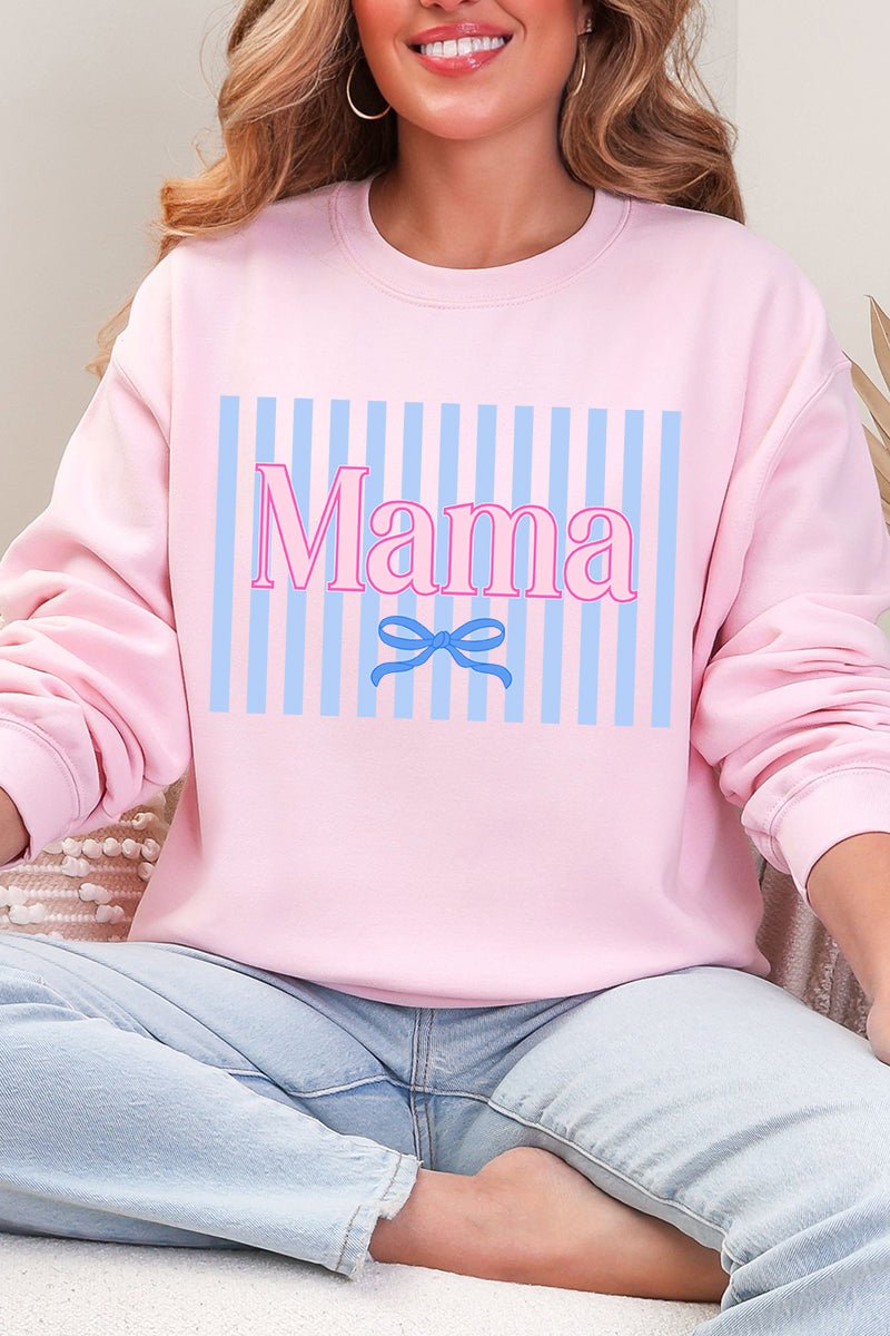 Mama Striped Heavy Blend Crew Sweatshirt - Wholesale Accessory Market