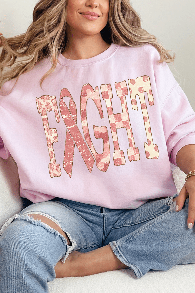 Pink Patterned Fight Heavy Blend Crew Sweatshirt - Wholesale Accessory Market