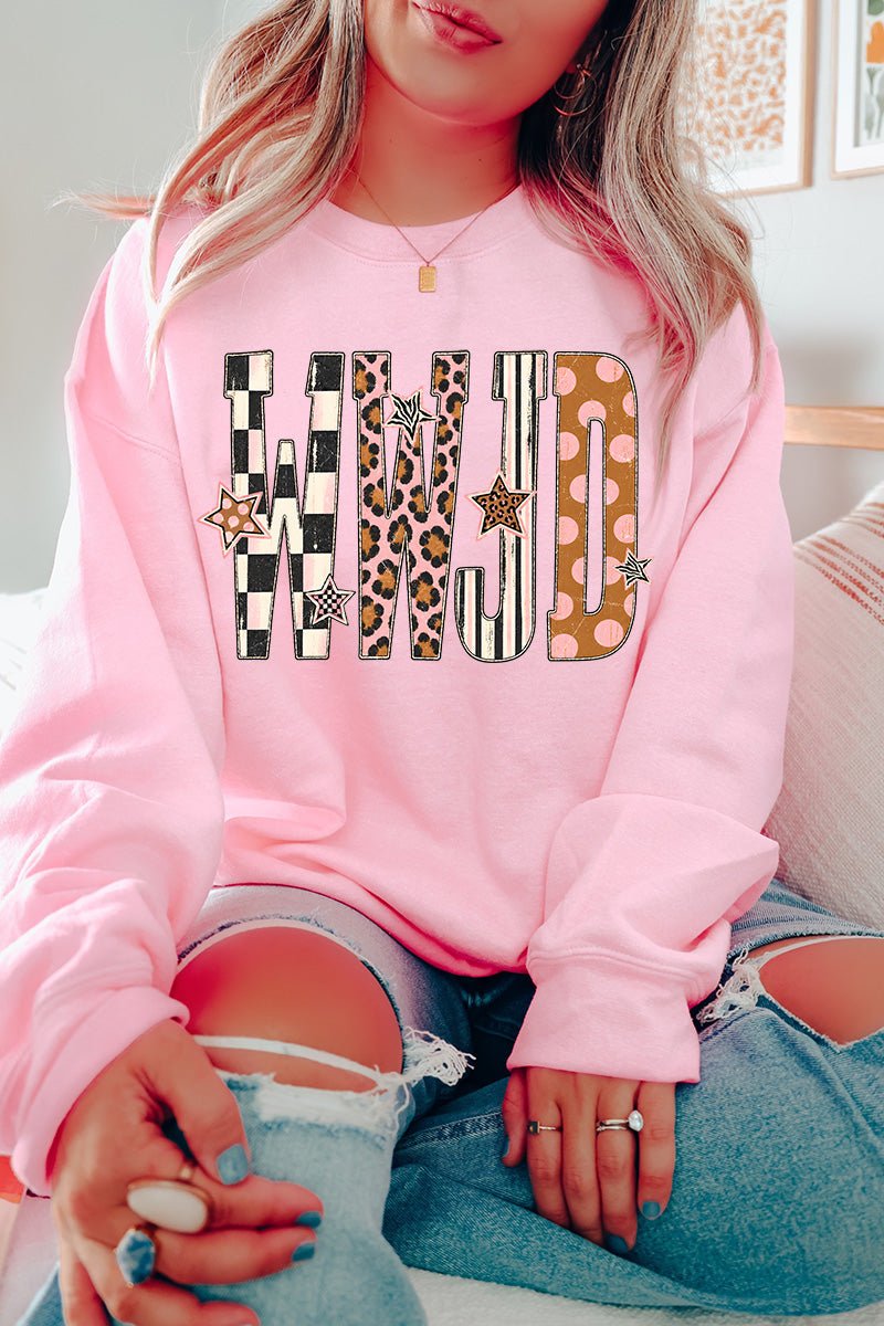 WWJD Pattern Pop Heavy Blend Crew Sweatshirt - Wholesale Accessory Market