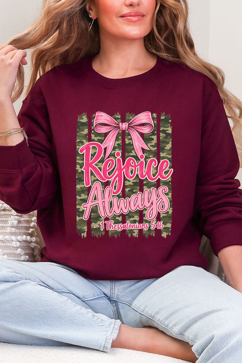 Rejoice Always Girly Camo Heavy Blend Crew Sweatshirt - Wholesale Accessory Market
