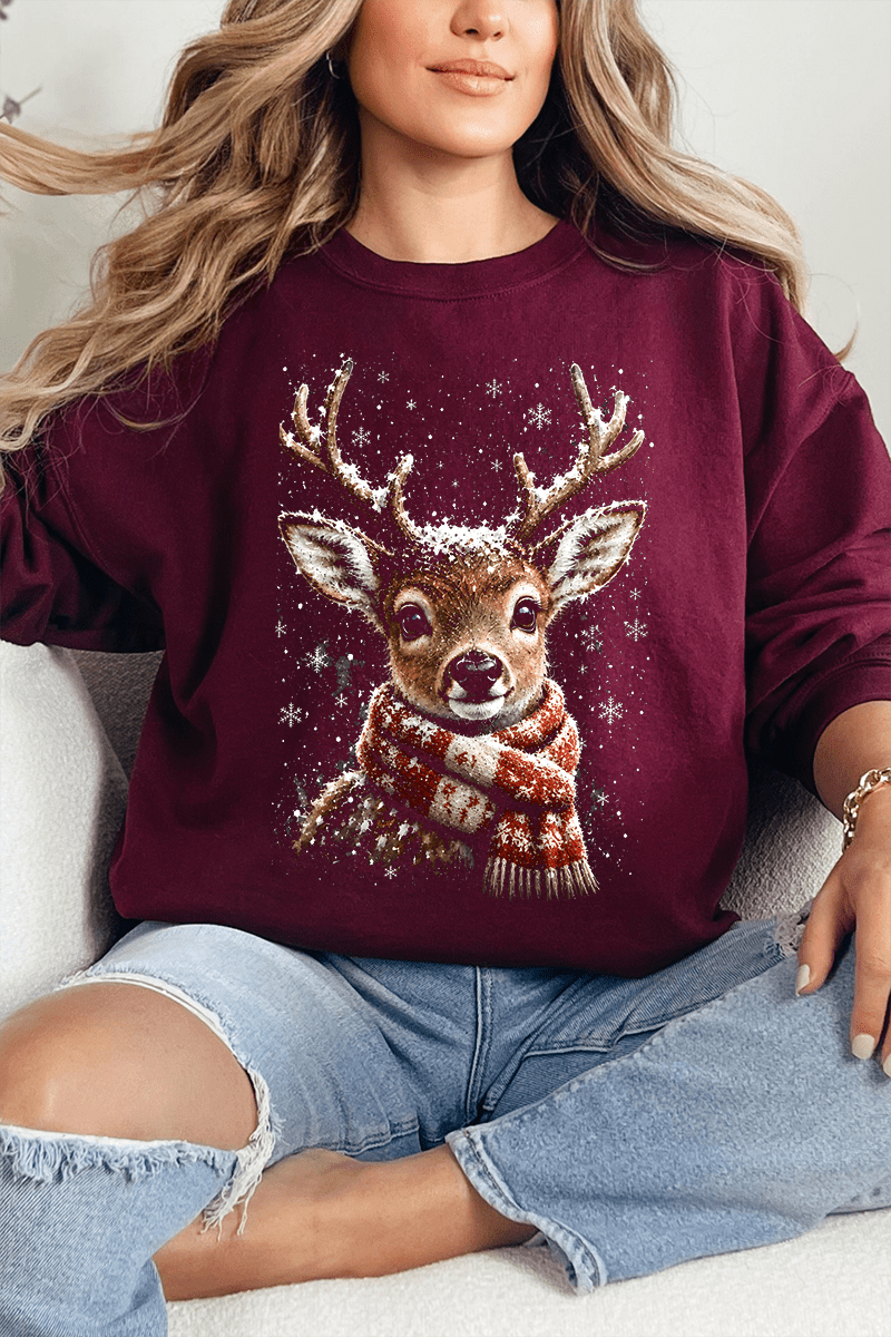 Snow Kissed Reindeer Heavy Blend Crew Sweatshirt - Wholesale Accessory Market