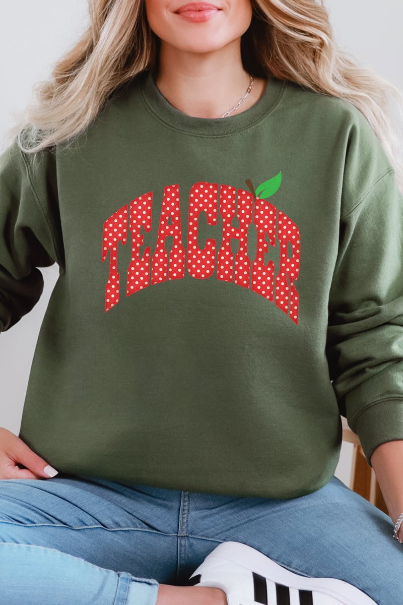 Apple Dot Teacher Heavy Blend Crew Sweatshirt - Wholesale Accessory Market