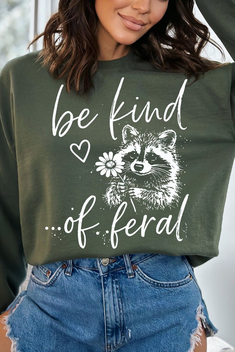 Be Kind Of Feral Raccoon Heavy Blend Crew Sweatshirt - Wholesale Accessory Market