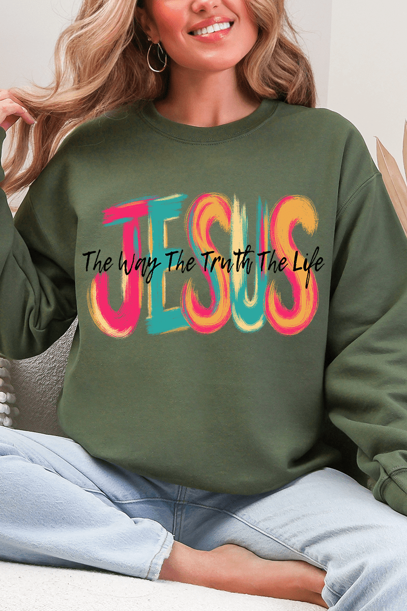 Brushstroke Jesus Heavy Blend Crew Sweatshirt - Wholesale Accessory Market