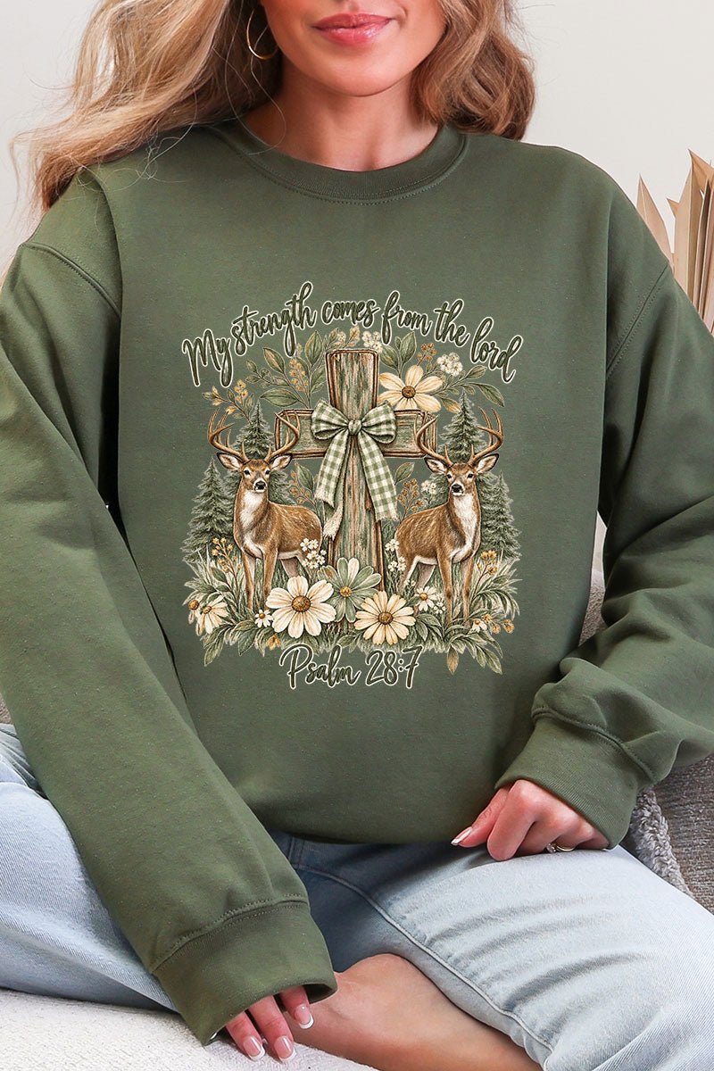 My Strength Woodland Deer Heavy Blend Crew Sweatshirt - Wholesale Accessory Market